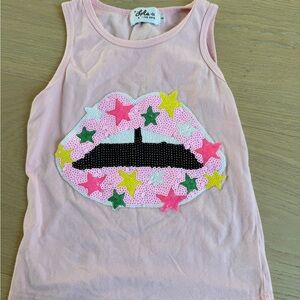 Lola + The Boys Kids Pink Starry Lips Tank Top Size 6